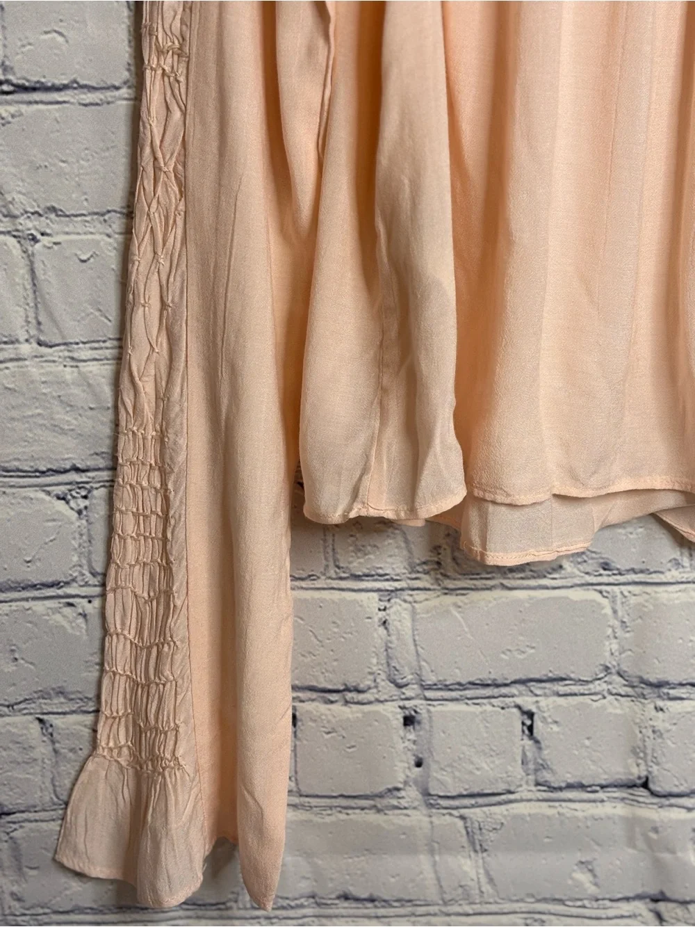 FREE PEOPLE Peach Festival Boho Cottagecore Twee Classic Smocked In Time Top S
